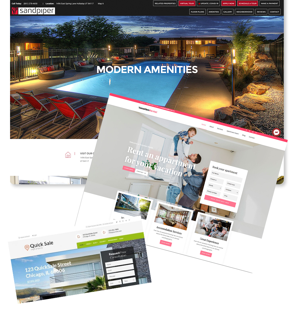 example websites created for 410RENT.COM.